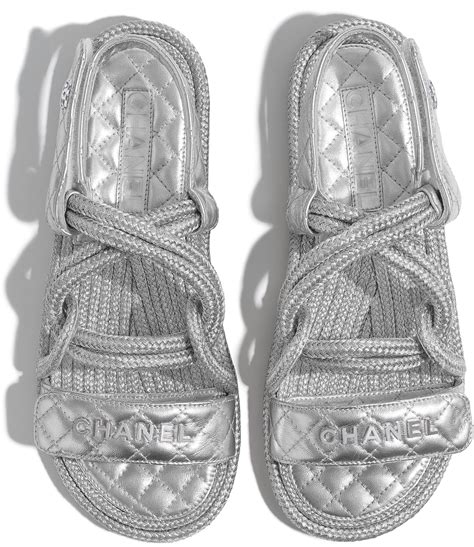 silver chanel sandals|authentic Chanel sandals.